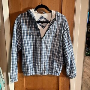 BASIC EDITIONS Terry Lined Plaid Hoodie Size Small